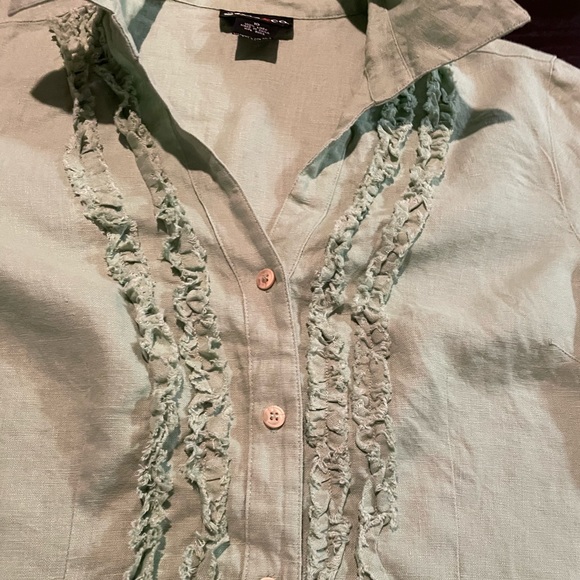 100% linen size 10 spring green blouse by Style & Co - Picture 1 of 3